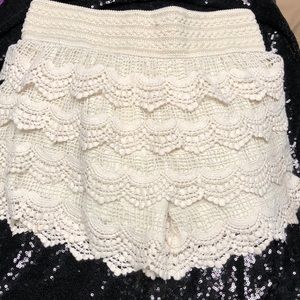 Off white lace shorts